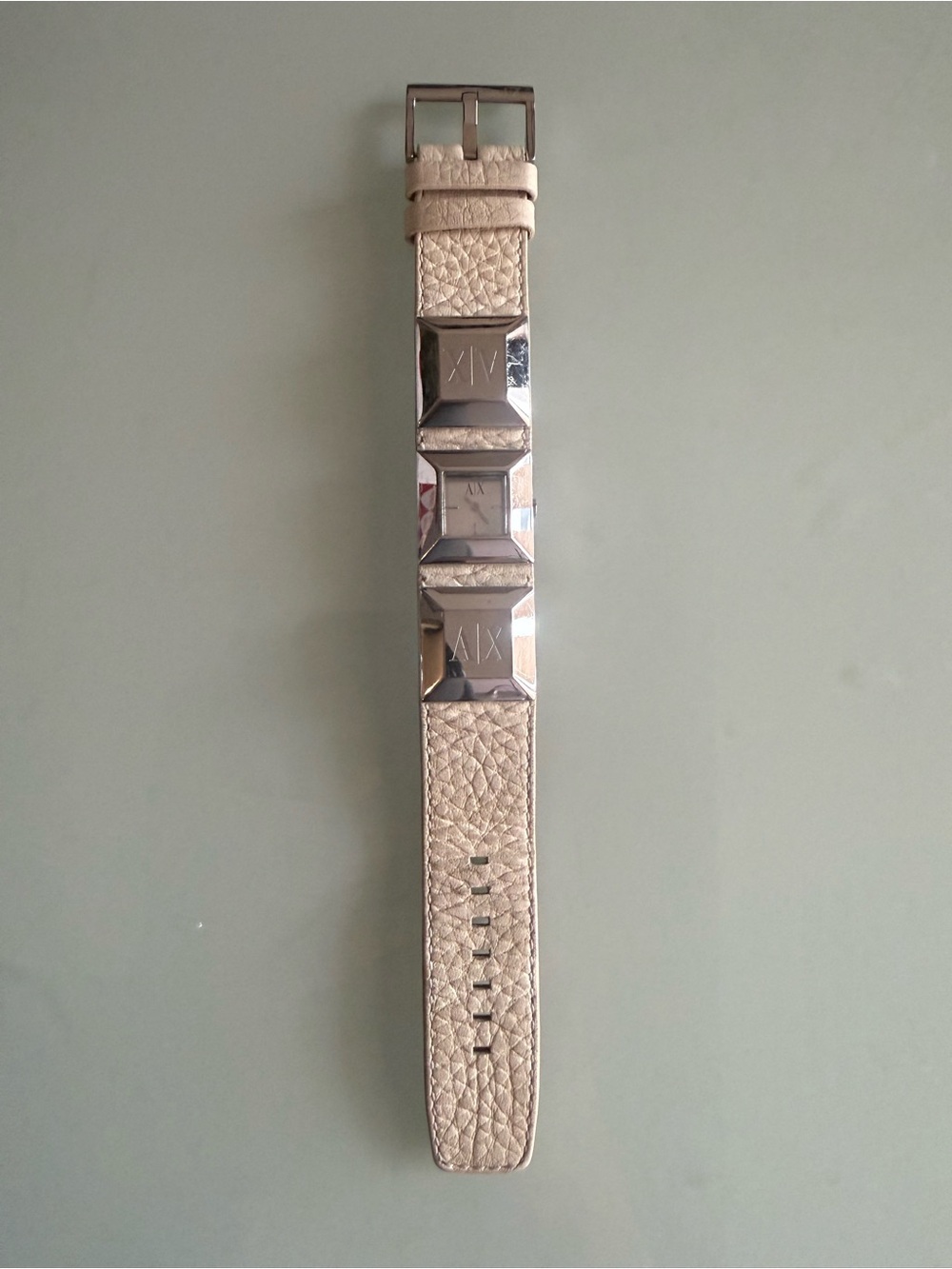 Armani Exchange AX3020 Women’s Quartz Watch Cream Leather Strap Needs Battery